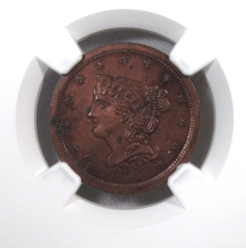 1851 Coronet Half Cent NGC UNC Details C-1 Coin AS12 - Image 2 of 4