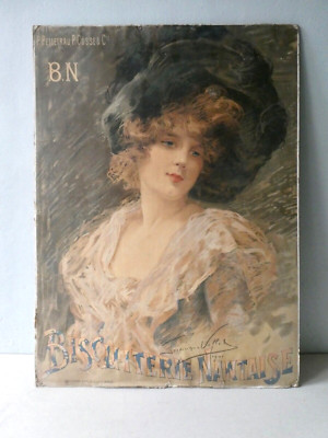 seltenes Werbeplakat Kekse BN Friedrich V Bisson Jugendstil, 1901