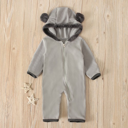 Newborn Baby Boys Girls Teddy Bear Jumpsuit Hooded Romper Warm Winter Outwear - Picture 10 of 26