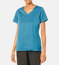 Wonder Wink Women's Scrubs Top 4-Pocket V-Neck Short Sleeve Teal Size S