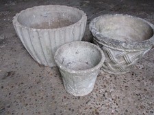Concrete flower pots/planters, mixed designs, basket, fluted and tulip