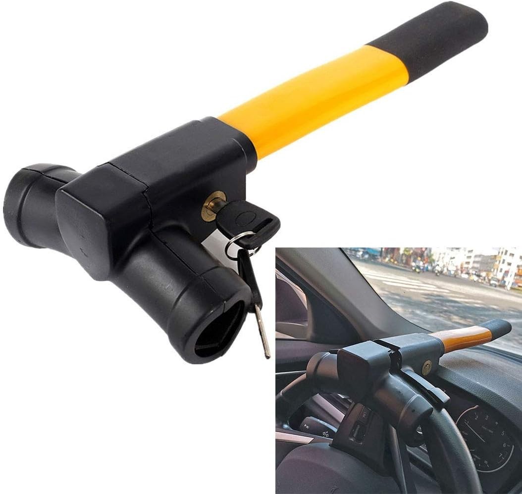 Serrure à clé antivol voiture universelle en acier trempé noir