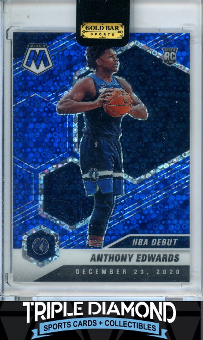 2020-21 Panini Mosaic Anthony Edwards Rookie NBA Debut Blue Disco #68/85 BNA710