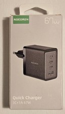 Rocoren USB C Ladegerät Dual 67W, GaN, 4 Ports PD3.0 QC4.0 PPS Schnellladegerät
