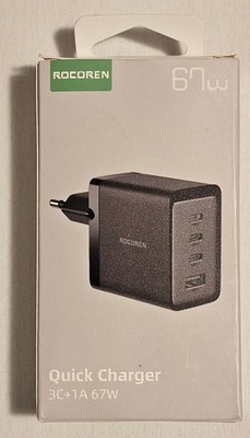 Rocoren USB C Ladegerät Dual 67W, GaN, 4 Ports PD3.0 QC4.0 PPS Schnellladegerät