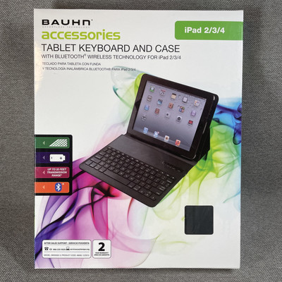 BAUHN Tablet Keyboard & Case For iPad 2/3/4 Bluetooth Wireless NEW IN BOX