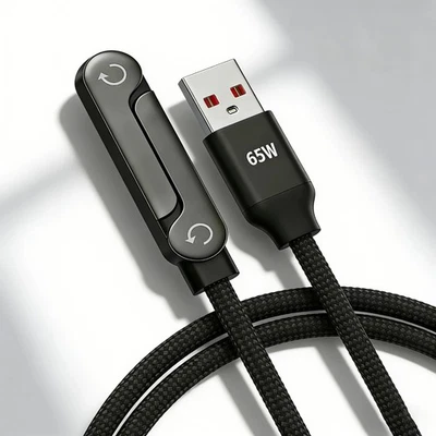 Charging Cable - 240W Elbowed Fast Charge for iPhone Samsung - Foldable Design - Image 1 of 4