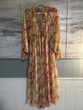 Free People Women's Maxi Dress Floral Long Sleeve Boho Chic Size Large