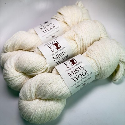 Lot of 3 Elsebeth Lavold Misty Wool Yarn Color 26 Ivory Dye Lot 63 300g Total