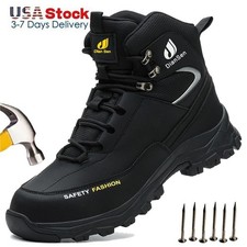 Men's Steel Toe Work Boots Waterproof Safety Shoes Anti-Puncture Workwear Shoes