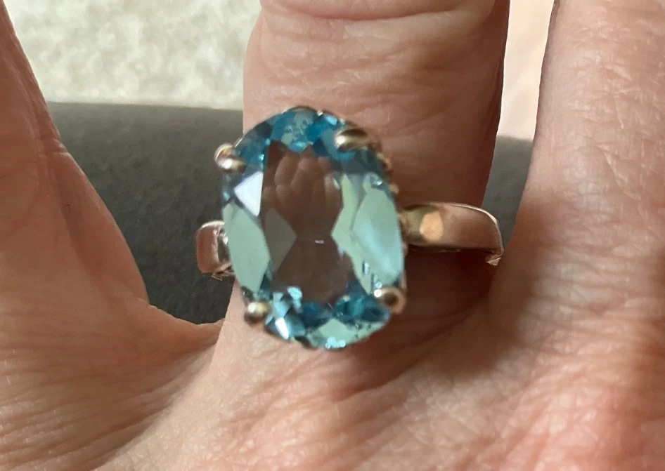 Anillo de topacio azul de plata de ley KABANA para dama Foto 4 de 4