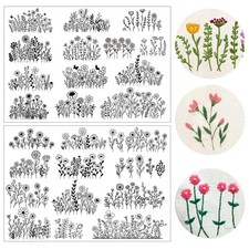 Flower Water Soluble Embroidery Patterns, 25 Pcs Stick and Stitch Embroidery ...