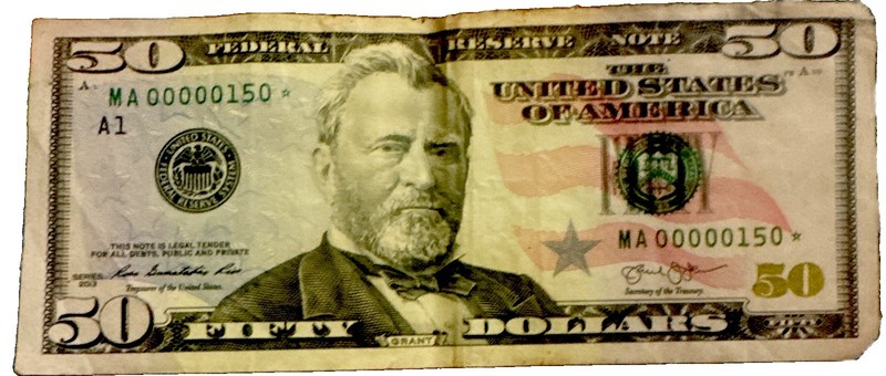2009 $50 Federal Reserve Note Star Note MA00000150* Ulysses S. Grant