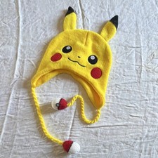 Pok mon Pikachu Yellow Knit Hat with Pok  Ball Tassels Animation Merchandise