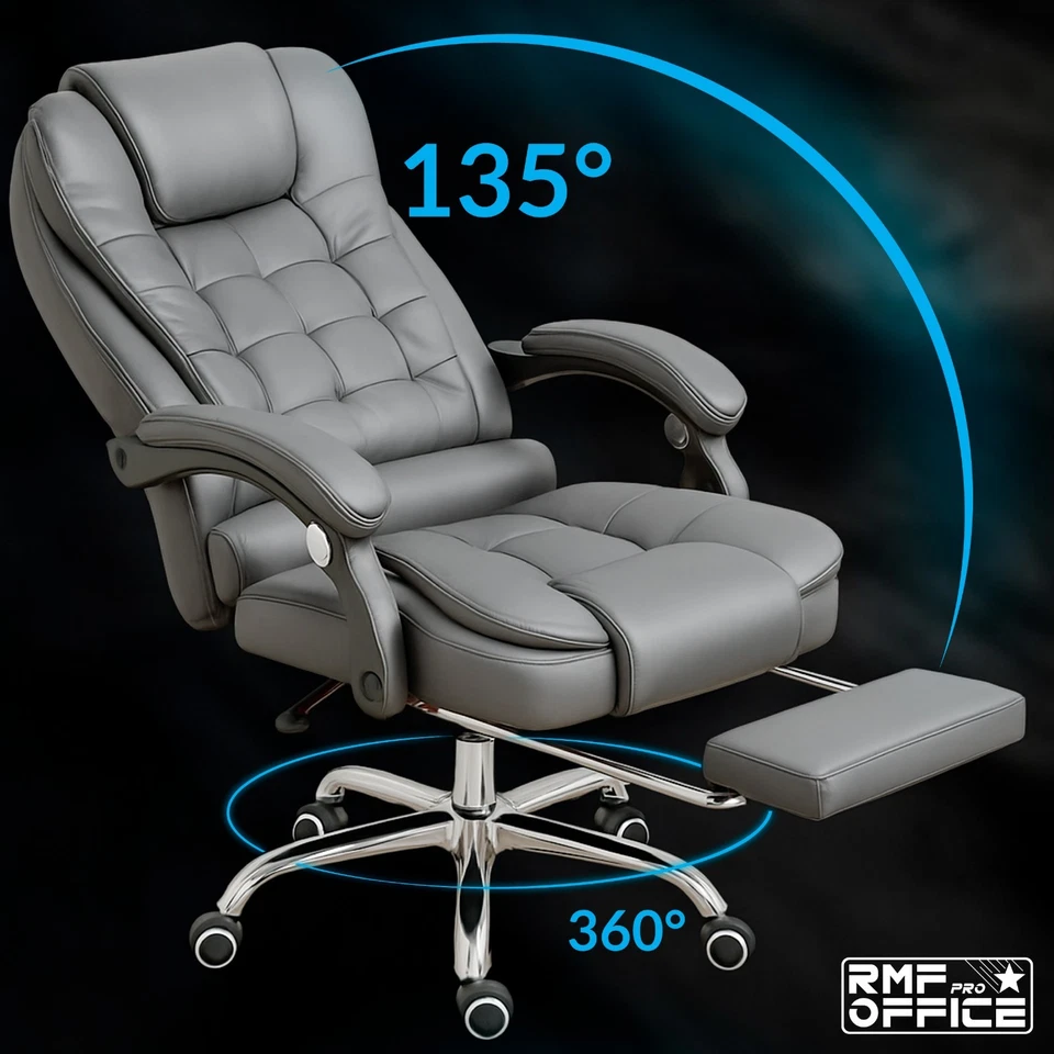 Sedia Da Ufficio Grigia Ergonomica con Supporto Lombare e Altezza Regolabile Pro - Bild 3 von 4