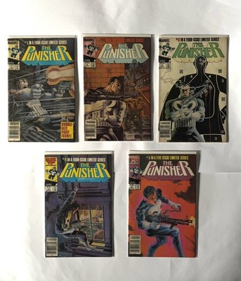 The Punisher #1-5 Complete Set 1986 Marvel Limited Series Newsstand 