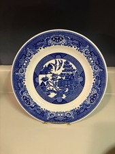 Vintage Blue Willow 9.75  Dinner Plates, Set of 4 Royal China, Great Condition