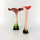 Vintage Murano Style Cased Jack in The Pulpit Flower Set Cased Art Glass Vase