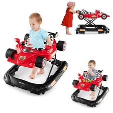 4-in-1 Foldable Baby Walker w/ 3-Level Adjustable Height Detachable Music Tray