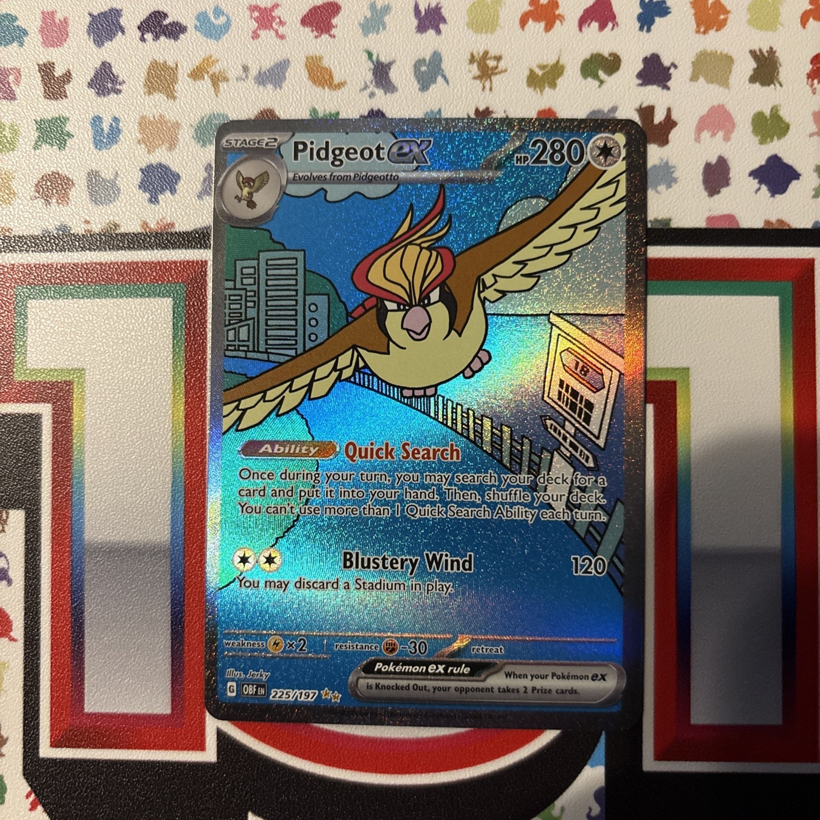 Pokémon TCG NM Pidgeot EX 225/197 Special Illustration Rare Holo Obsidian Flames