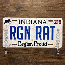 License Plate REGION RAT Northwest Indiana Calumet 219 industrial are IN hoosier