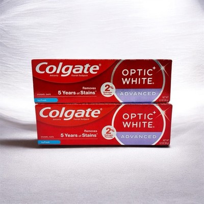 Colgate OPTIC WHITE ADVANCED Whitening Toothpaste, Icy Fresh, 3.2oz | Pack of 2