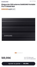 Samsung T7 Shield 1To NVMe SSD Externe Portatif - Noir (MU-PE2T0S/EU)