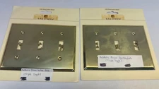Two Baldwin Hardware Solid Brass Triple Toggle Switch Plate 4770-030-CD