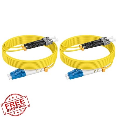 RamboCables LC to ST Fiber Patch Cable 2 Pack 10ft/3m Duplex