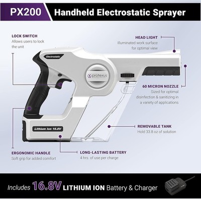 Protexus PX200ES Cordless Electrostatic Handheld Sprayer 16.8V Evaclean