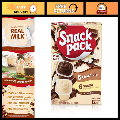 Chocolate & Vanilla Pudding Cups Family Pack - 12 Count, 6 Pack Snacks