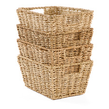 GATARN Seagrass Storage Baskets, Natural Hand Woven Hampers For Home - Set of 4
