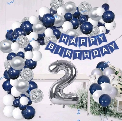 2. Geburtstag Luftballons Bogen Set 60 Teile dunkelblau Geburtstag Party Feiern