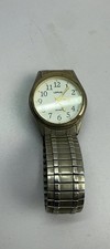 Lorus LR0246 Day/Date Gold Tone Quartz Wrist Watch Stretch Band
