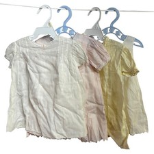 Vintage Cotton Baby Infant or Doll Dresses Cotton Handmade Philippines Lot of 4