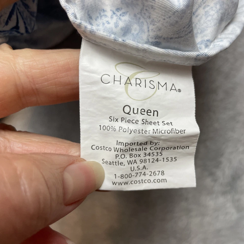 Charisma Ashby Paisley Sheet Set Queen Size Blue Flat Fitted (1) Pillowcase - Image 2 of 4