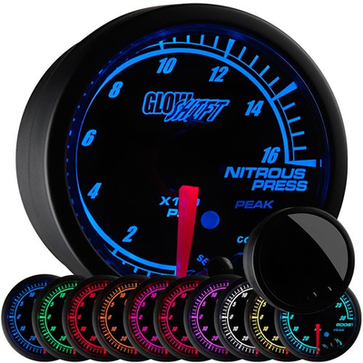 #ad GlowShift 1600 PSI Nitrous Pressure NOS Gauge Kit w Sensor Elite 10 Color 52mm $82.97