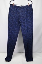NWT Incotex Slowear Linen Cotton Archive 1951 Blue Print Pants Size 46EU US 32