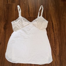 Vintage Shadowline Camisole Tank Top Size 36 Made in USA Ivory Nylon Lace