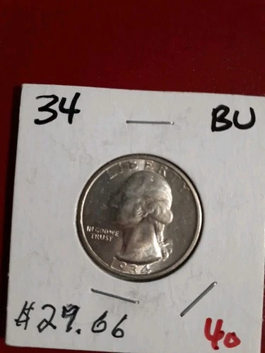 1934 Washington Quarter Uncirculated Silver Coin Extremely Nice Details