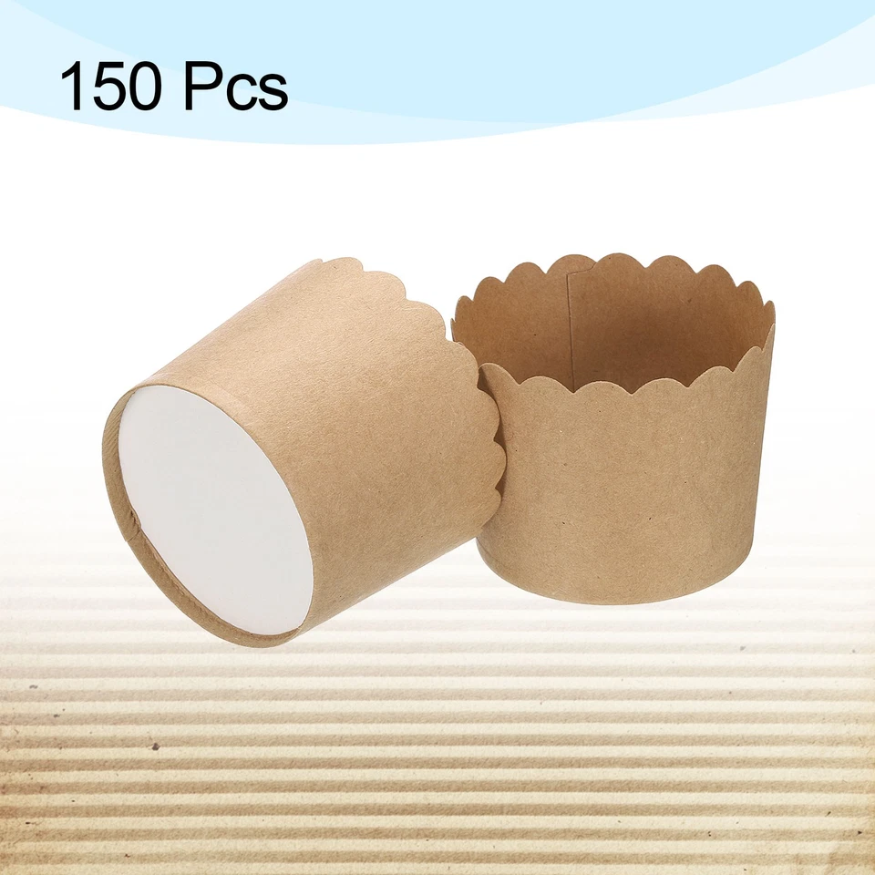 150Pcs Papierbackförmchen 6 oz braune Muffinförmchen aus Kraftpapier Cupcake - Bild 3 von 4