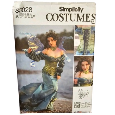 Simplicity Costume S3028 Raine Emery Mermaid Fantasy w/ Corset Sz 16-24 UNCUT FF