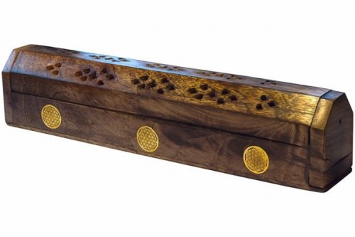 Diollo Räucherstäbchenhalter Im Sarg-Design – Mangoholz, Messing-Inlays, 30,5 Cm