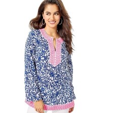 Lilly Pulitzer Women's Ocean Cove Tunic Top Size M Oyster Bay Blue Krillin It
