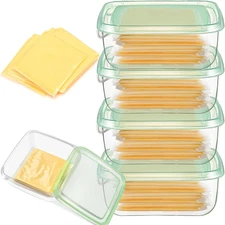 4 Pack Sliced Cheese Container for Fridge, Butter Block Cheese slicer Holder wit