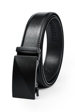Men's Ratchet Belt - Genuine 38" to 44" Waist Adjustable Diagonal Sand Black