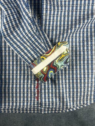 Robert Graham Shirt Blue Plaid Classic Fit Long Sleeve Flip Cup Men’s Size 4XL - Picture 19 of 19