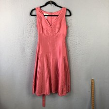 Talbots Dress Womens 2 Pink Pure Silk Sleeveless Fit Flare Midi Party Formal