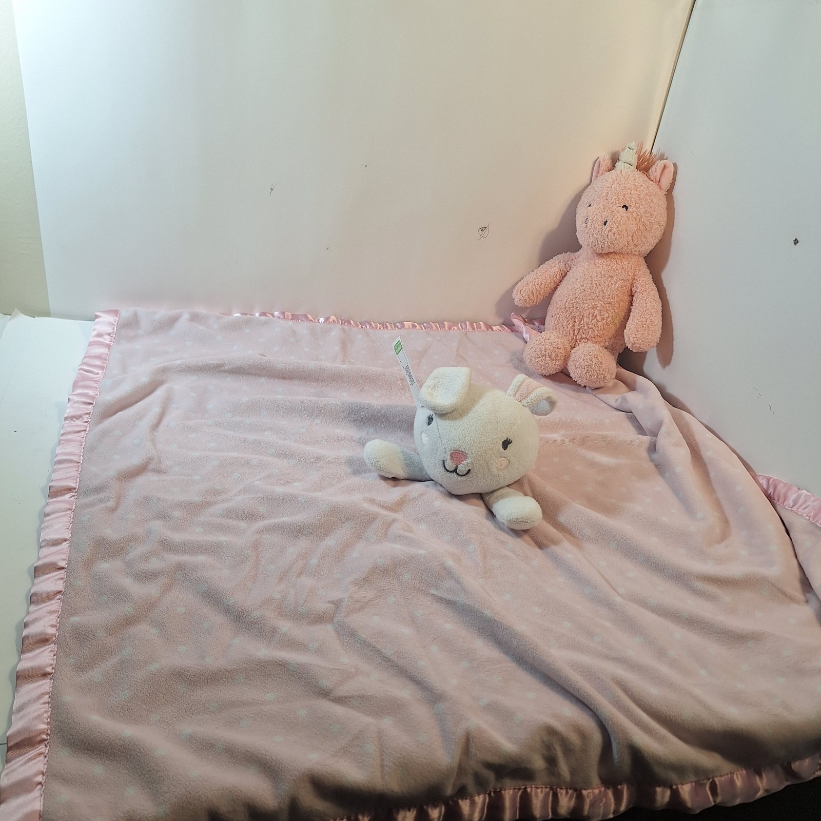 Cloud Island Pink/Peach UNICORN & Bunny Rabbit Security Blanket Lovey