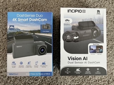 Incipio Vision AI Dual Sensor DashCam & Vivitar DashSense 4k DashCam Set of 2
